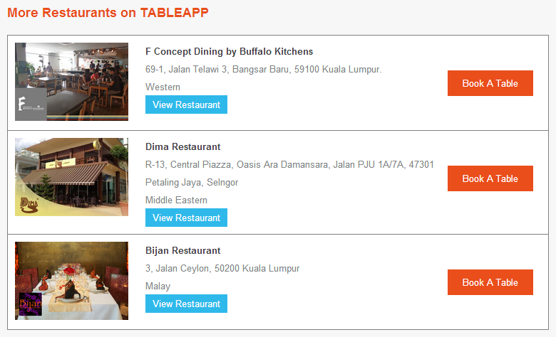 TABLEAPP bring you more recommended restaurants with your reservation mail!