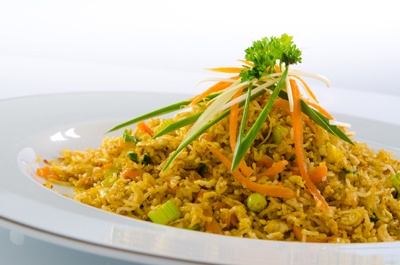 String Hoppers Kothu: Sri Lankan specialty prepared from spaghetti-like strings of unprocessed brown rice flour dough squeezed through a sieve onto small oven trays which are steamed to perfection!