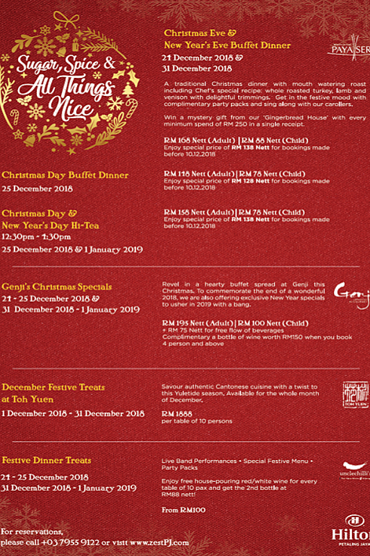 Click here to view Christmas Menu at Uncle Chili's, Hilton Petaling Jaya