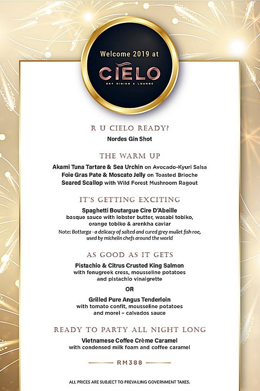 Click here to view Cielo's New Year's Eve Menu 2018