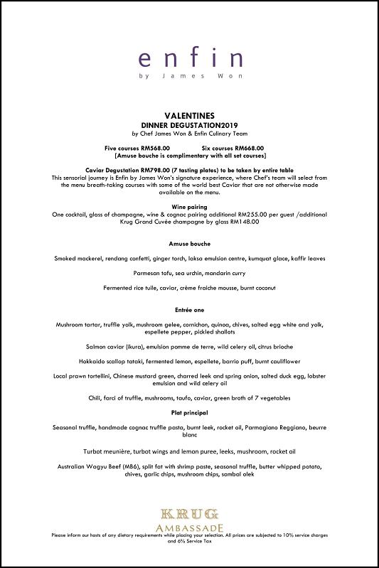 Click here to view Valentine's Menu at enfin by James Won