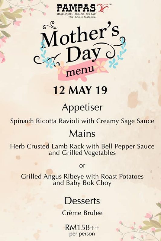 View Mother's Day Menu at Pampas Sky Dining