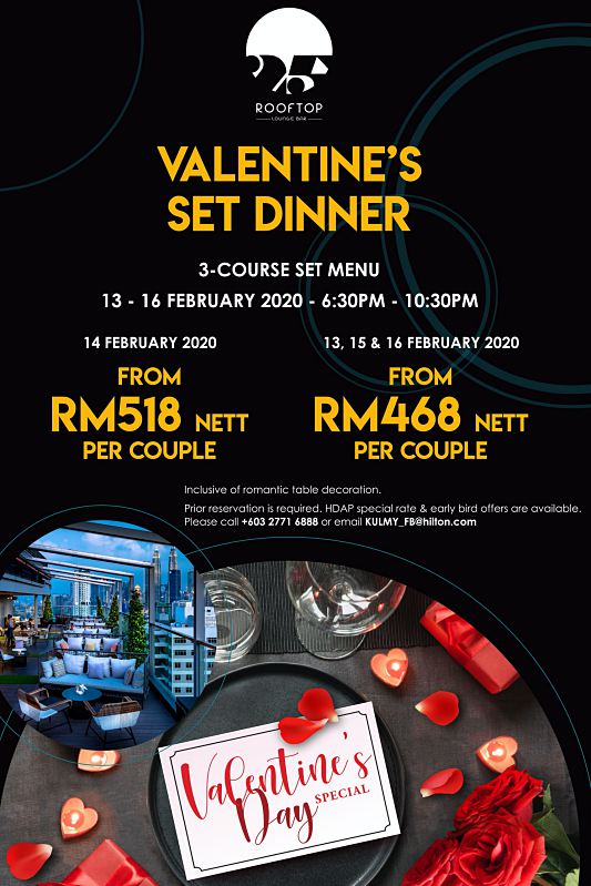 View Valentine's Menu at Rooftop 25 Bar and Lounge
