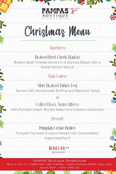 Click here to view Christmas menu at Pampas Boutique